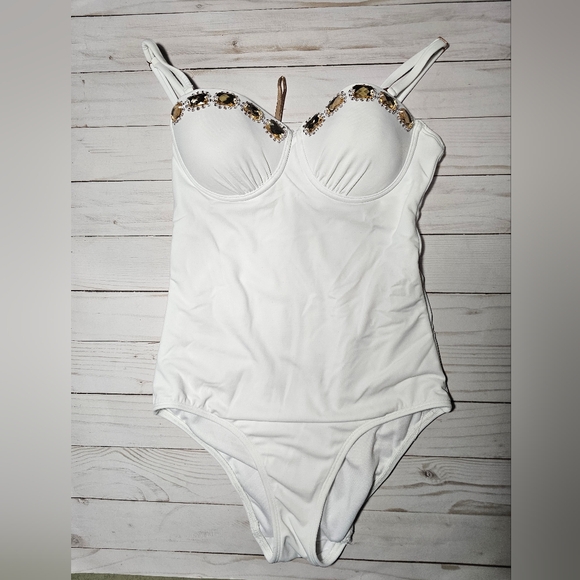 Ted Baker Jeweled Padded One Piece Swim Swimsuit 32 A/B XS 👙 🩱 - Picture 2 of 5